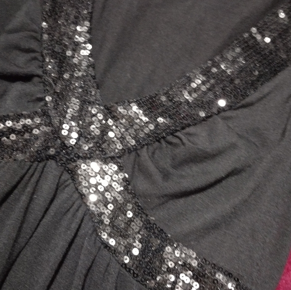 Black Long Sleeve Top with Sequin Detail - Picture 9 of 12